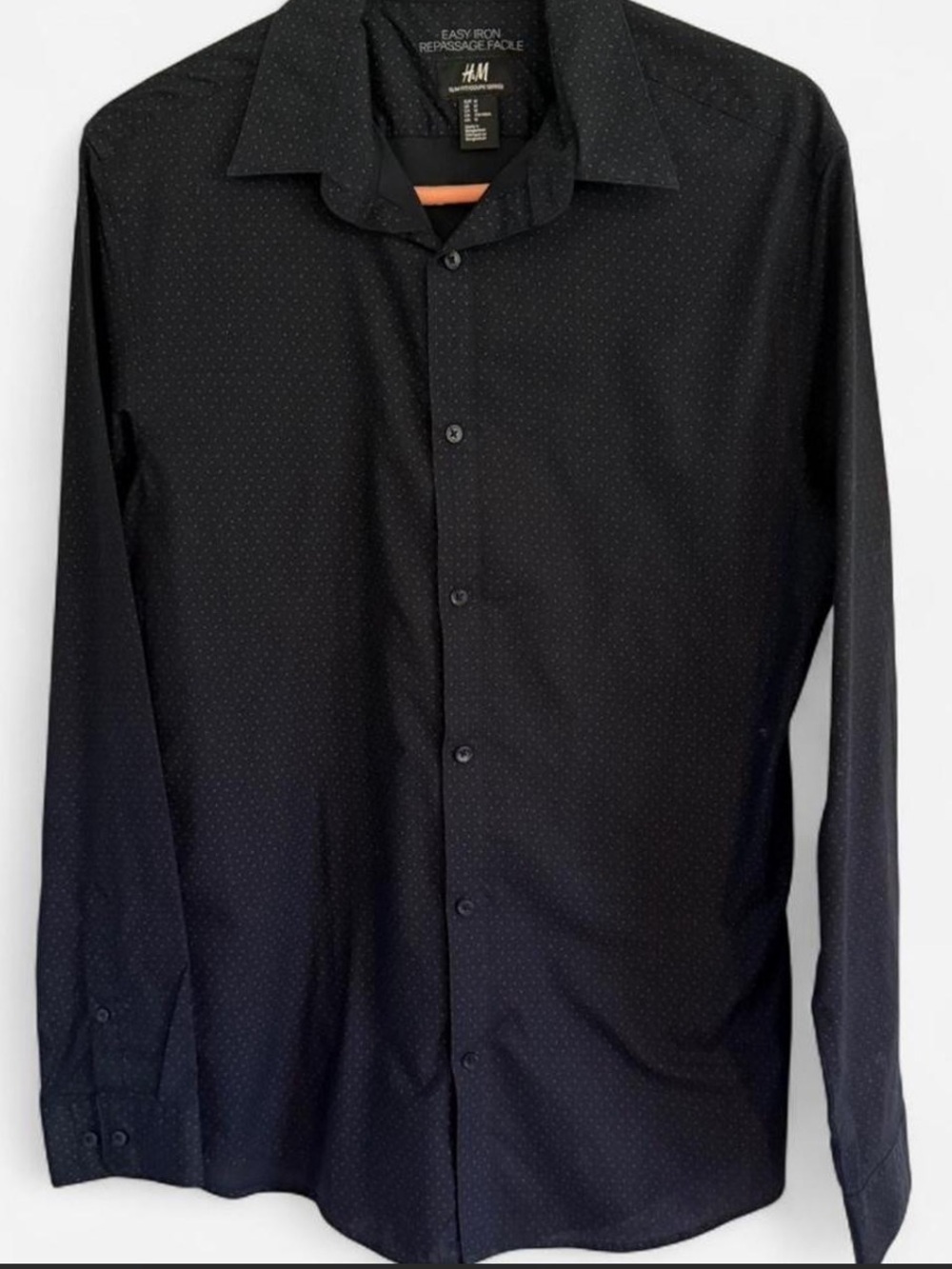H&M Navy Micro-Dot Dress Shirt - Long Sleeve